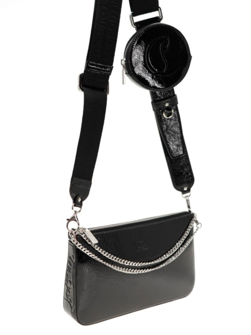 New Christian Louboutin LOUBILA Patent leather mini bag, black